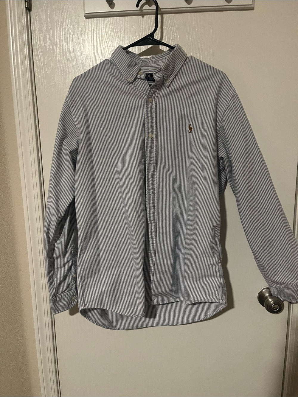 Ralph Lauren White and Blue Striped Button-Down Shirt